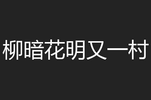柳暗花明又一村
