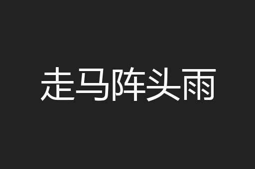 走马阵头雨 走马阵头雨