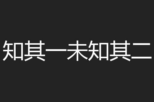 知其一未知其二