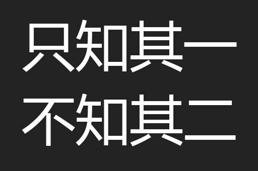 只知其一不知其二