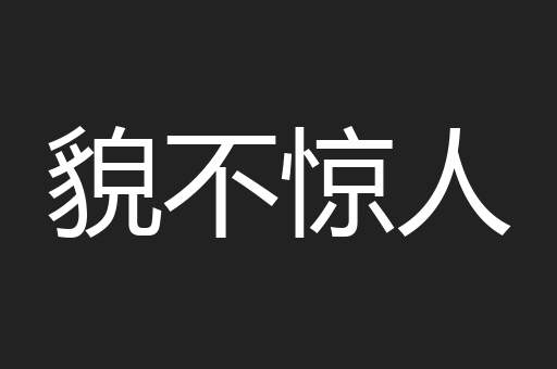 貌不惊人