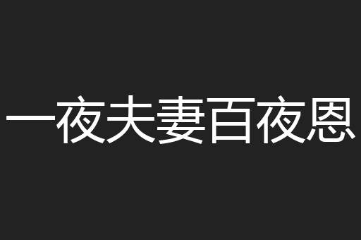一夜夫妻百夜恩