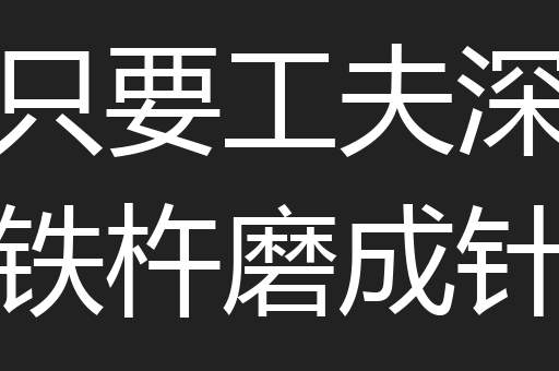 只要工夫深铁杵磨成针