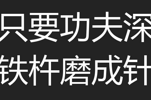 只要功夫深铁杵磨成针