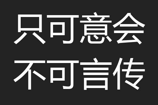 只可意会不可言传