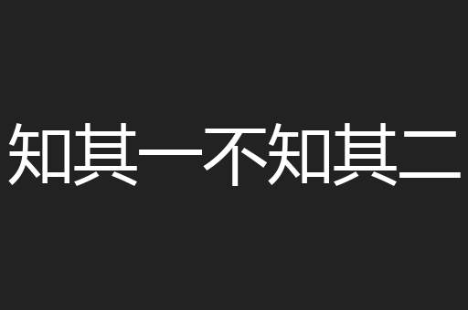知其一不知其二