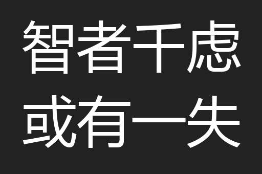 智者千虑或有一失