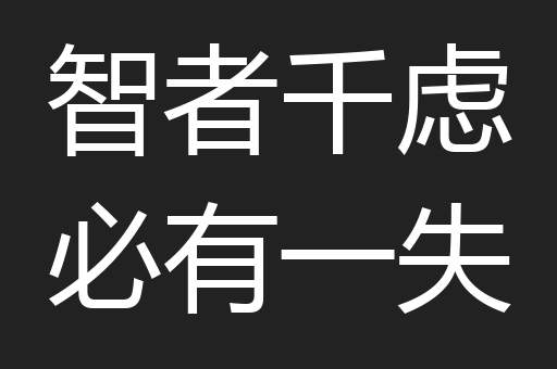 智者千虑必有一失