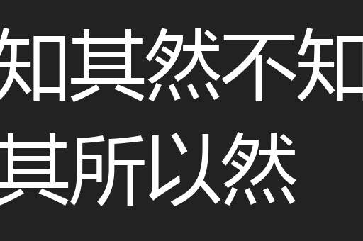 知其然不知其所以然
