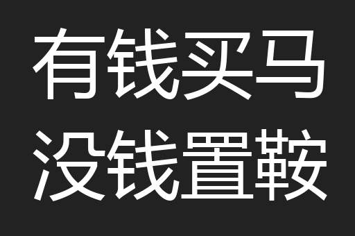 有钱买马没钱置鞍