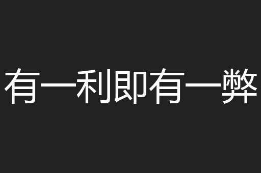 有一利即有一弊