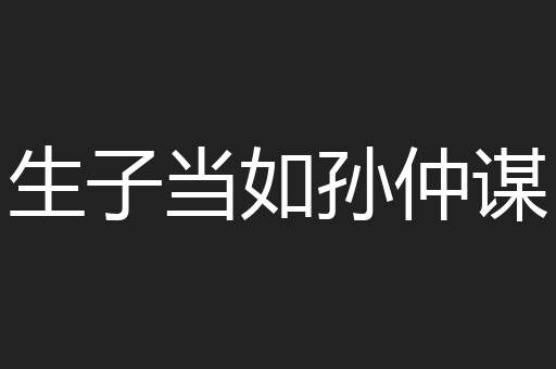 生子当如孙仲谋