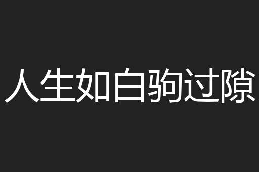 人生如白驹过隙