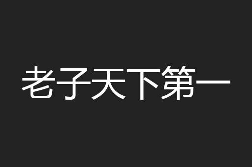 老子天下第一