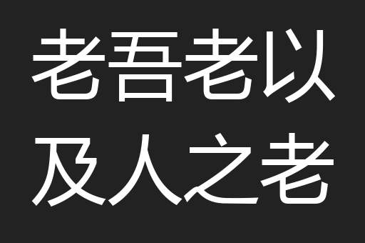老吾老以及人之老