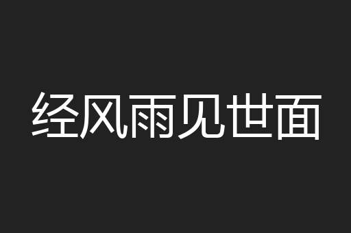 经风雨见世面