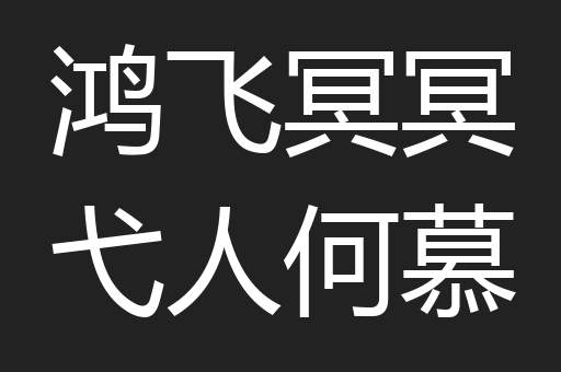 鸿飞冥冥弋人何慕