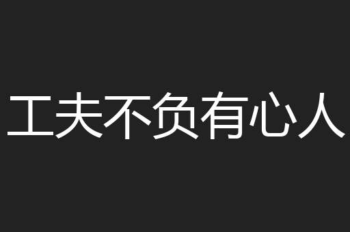 工夫不负有心人