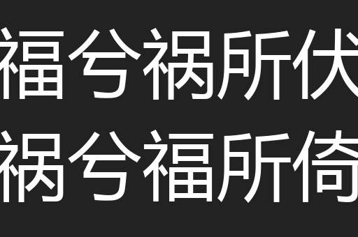 福兮祸所伏祸兮福所倚