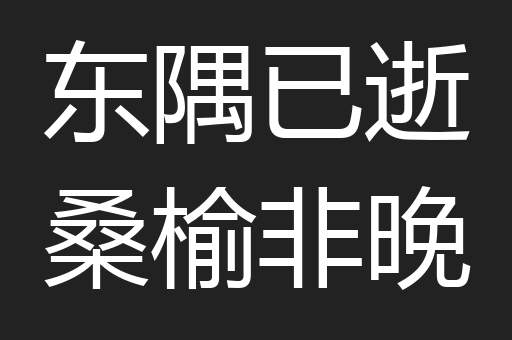 东隅已逝桑榆非晚