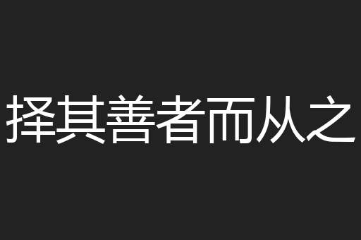 择其善者而从之