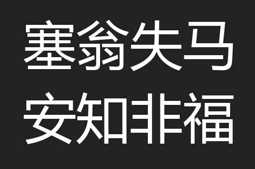 塞翁失马安知非福