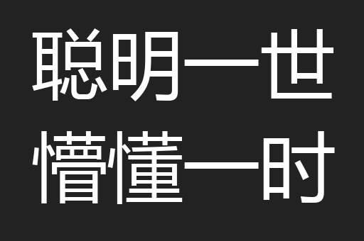 聪明一世懵懂一时